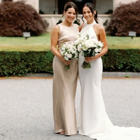 Six Stories “Jane” Cowl Back Satin Bridesmaid Dress - Champagne - Picture 5 of 5